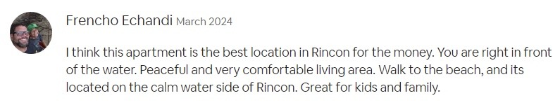 airbnb reviews for condo in rincon